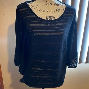 STYLE & CO XL BLACK STRIPE SHEER TOP